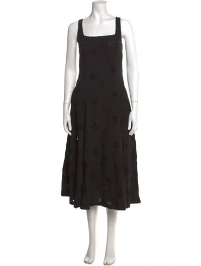 Pre-owned Nicole Miller Floral Print Midi Length Dress In Black