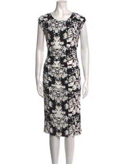 Pre-owned Nicole Miller Floral Print Midi Length Dress In Multi