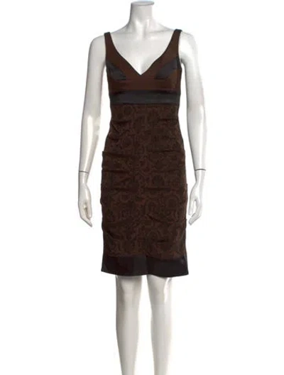 Pre-owned Nicole Miller Floral Print Mini Dress In Black/brown