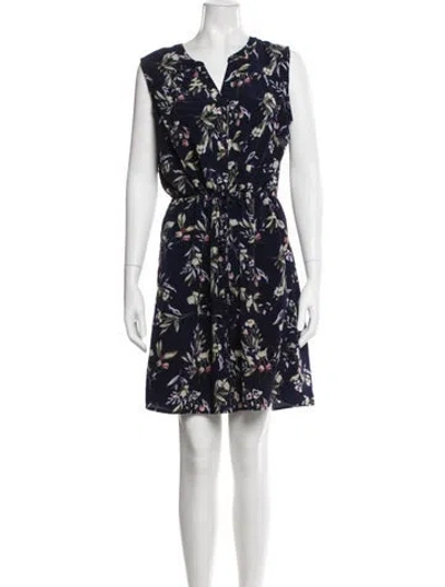 Pre-owned Nicole Miller Floral Print Mini Dress In Blue