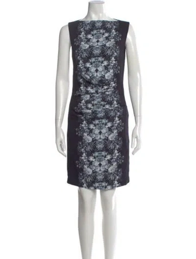 Pre-owned Nicole Miller Floral Print Mini Dress In Blue