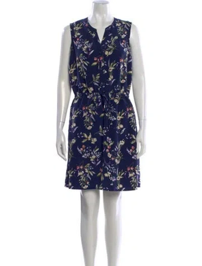 Pre-owned Nicole Miller Floral Print Mini Dress In Blue