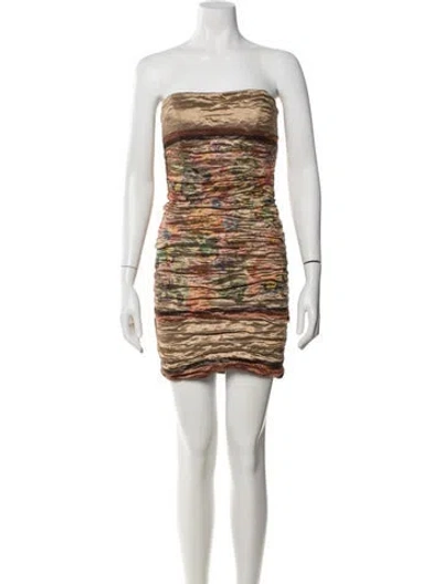 Pre-owned Nicole Miller Floral Print Mini Dress In Multi