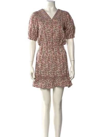 Pre-owned Nicole Miller Floral Print Mini Dress In Neutral