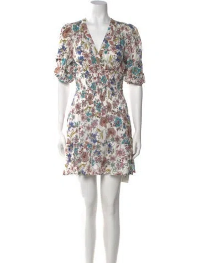 Pre-owned Nicole Miller Floral Print Mini Dress In Neutral