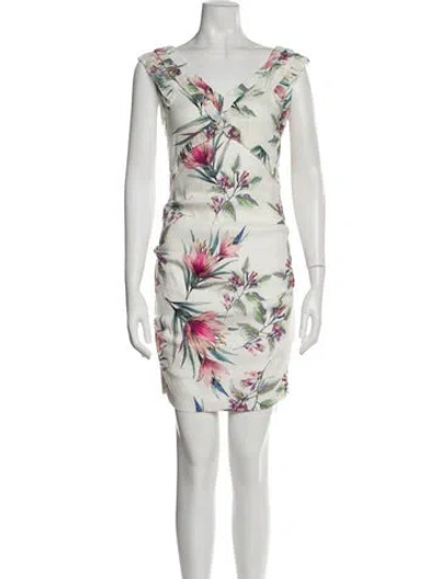 Pre-owned Nicole Miller Floral Print Mini Dress In Pink