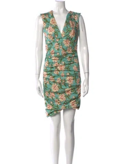 Pre-owned Nicole Miller Floral Print Mini Dress In Purple