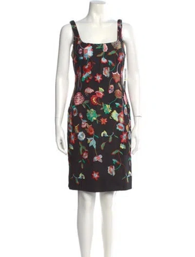 Pre-owned Nicole Miller Floral Print Mini Dress W/ Tags In Black