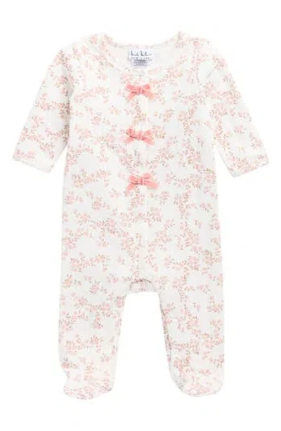 Nicole Miller Babies'  Floral Quilted Long Sleeve Footie In Pink