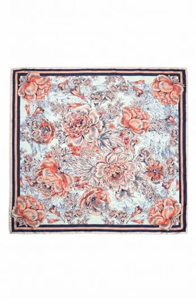 Nicole Miller Floral Satin Square Scarf In Neutral