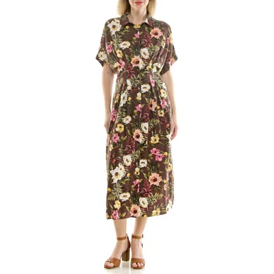 Nicole Miller Floral Short Sleeve Midi Shirtdress In Venus Floral