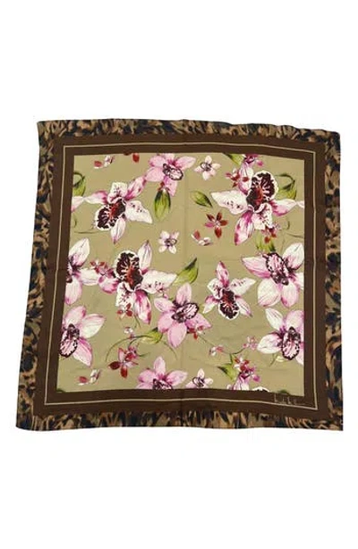 Nicole Miller Floral Square Scarf In Green