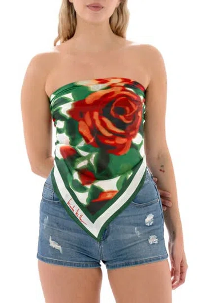 Nicole Miller Floral Square Scarf In Green