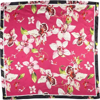 Nicole Miller Floral Square Scarf In Pink