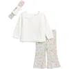 Nicole Miller Floral Sweatshirt, Leggings & Headband Set In Ivory Multi