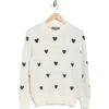 Nicole Miller Fluffy Heart Pullover Sweater In Multi