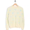 Nicole Miller Fluffy Heart Pullover Sweater In Neutral