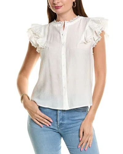 Nicole Miller Flutter Sleeve Blouse In White