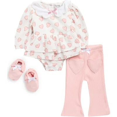 Nicole Miller Babies'  Four-piece Bubble Tunic Dress Set In Pink