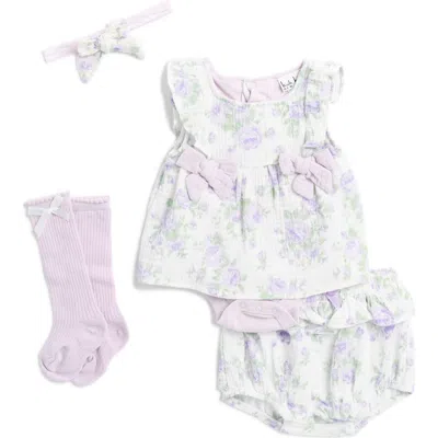 Nicole Miller Babies'  Four-piece Layette Set In Orchid Hush