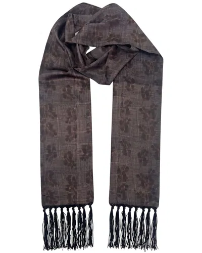 Nicole Miller Fringe Silk Scarf In Multi