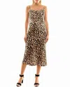 Nicole Miller Gabriella Satin Midi Slip Dress In Leopard In Multi