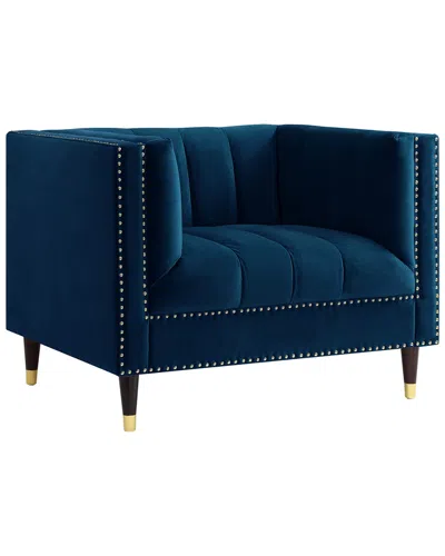 Nicole Miller Geoffey Velvet Club Chair In Blue