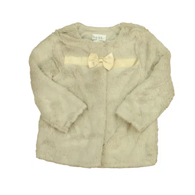 Pre-owned Nicole Miller Kids' Girls Taupe Faux Fur Jacket In Beige