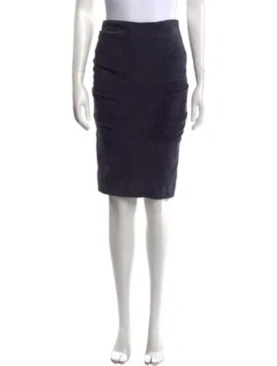 Pre-owned Nicole Miller Goat Leather Knee-length Skirt In Blue