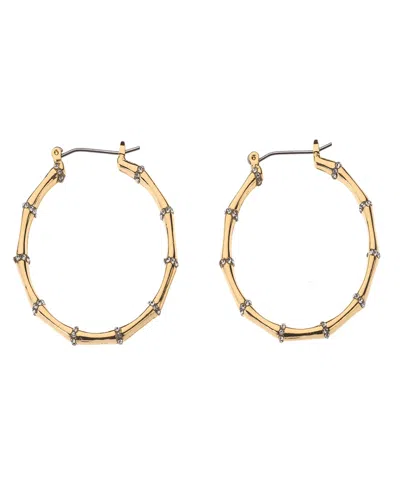 Nicole Miller Gold-tone Crystal Accents Hoop Earrings