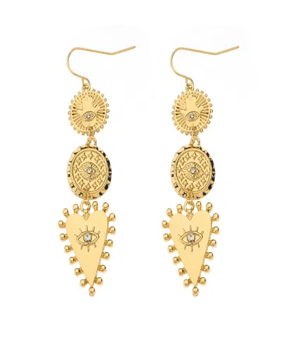 Nicole Miller Gold-tone Eye Design Fish Hook Dangle Earrings
