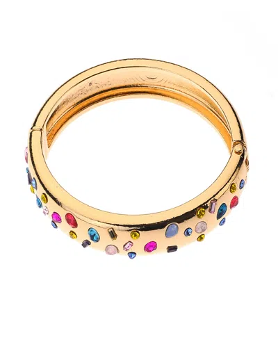 Nicole Miller Gold-tone Multicolor Glass Stones Bangle Bracelet
