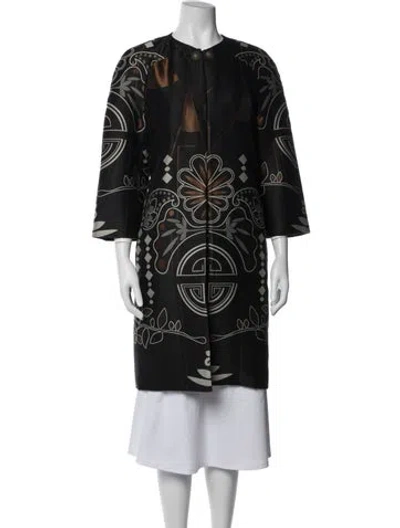 Pre-owned Nicole Miller Graphic Print Coat In Blue