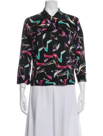 Pre-owned Nicole Miller Graphic Print Jacket In Black