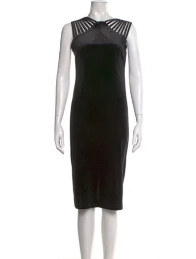 Pre-owned Nicole Miller Graphic Print Midi Length Dress In Black