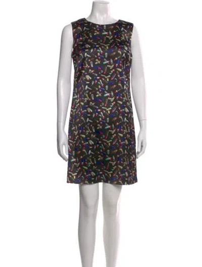 Pre-owned Nicole Miller Graphic Print Mini Dress In Black