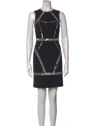 Pre-owned Nicole Miller Graphic Print Mini Dress In Black
