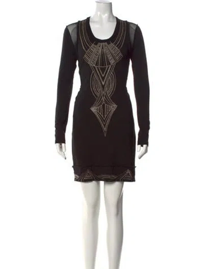 Pre-owned Nicole Miller Graphic Print Mini Dress In Black