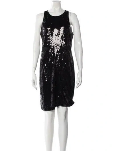 Pre-owned Nicole Miller Graphic Print Mini Dress In Black