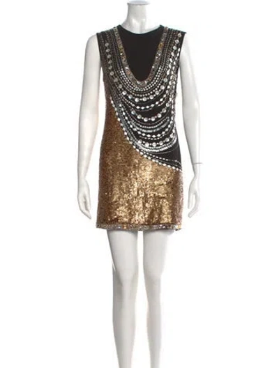 Pre-owned Nicole Miller Graphic Print Mini Dress In Multi
