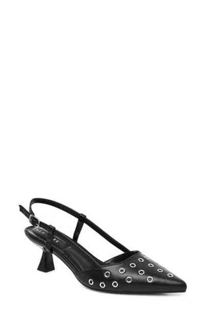 Nicole Miller Grommet Pointed Toe Slingback Pump In Black