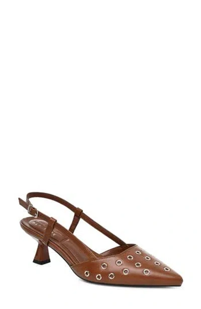 Nicole Miller Grommet Pointed Toe Slingback Pump In Brown