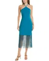 Nicole Miller Sylvie Stretch Crepe Fringed Sheath Dress In Crystal Teal