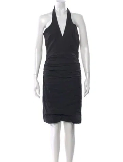 Pre-owned Nicole Miller Halterneck Knee-length Dress W/ Tags In Black