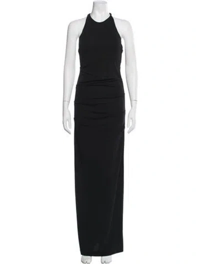 Pre-owned Nicole Miller Halterneck Long Dress In Black