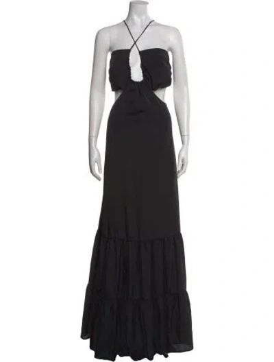 Pre-owned Nicole Miller Halterneck Long Dress In Black