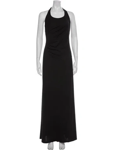 Pre-owned Nicole Miller Halterneck Long Dress In Black