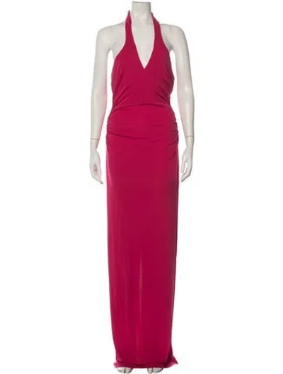 Pre-owned Nicole Miller Halterneck Long Dress W/ Tags In Red