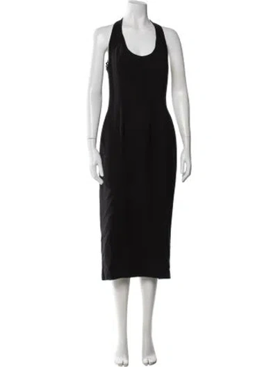 Pre-owned Nicole Miller Halterneck Midi Length Dress In Black