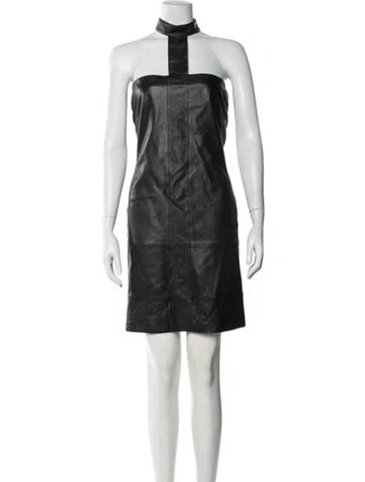 Pre-owned Nicole Miller Halterneck Mini Dress In Black